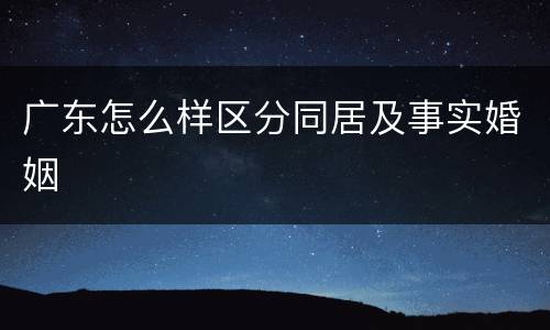 广东怎么样区分同居及事实婚姻