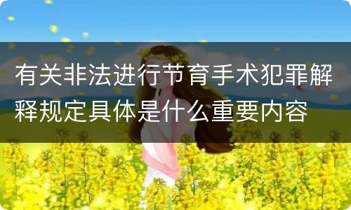 有关非法进行节育手术犯罪解释规定具体是什么重要内容