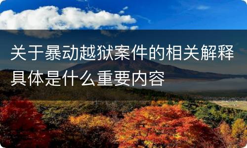 关于暴动越狱案件的相关解释具体是什么重要内容