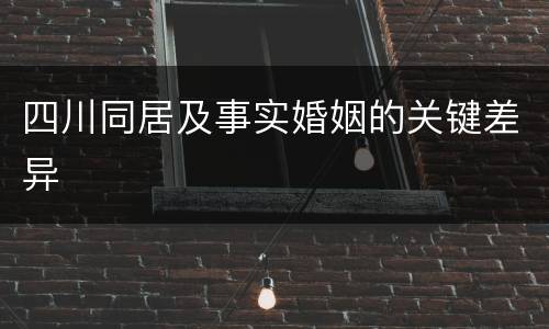四川同居及事实婚姻的关键差异