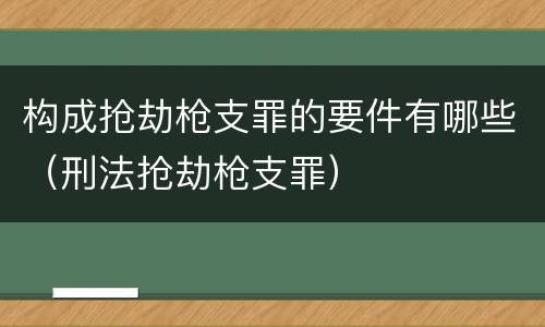 构成抢劫枪支罪的要件有哪些（刑法抢劫枪支罪）