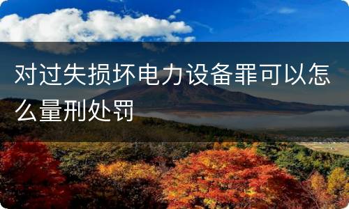 对过失损坏电力设备罪可以怎么量刑处罚