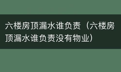 六楼房顶漏水谁负责（六楼房顶漏水谁负责没有物业）