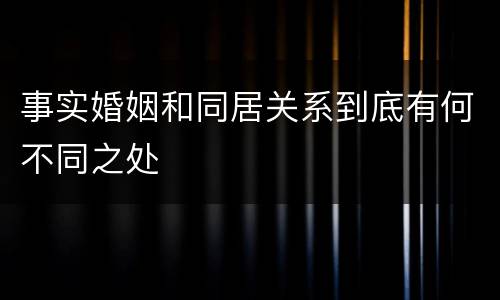 事实婚姻和同居关系到底有何不同之处