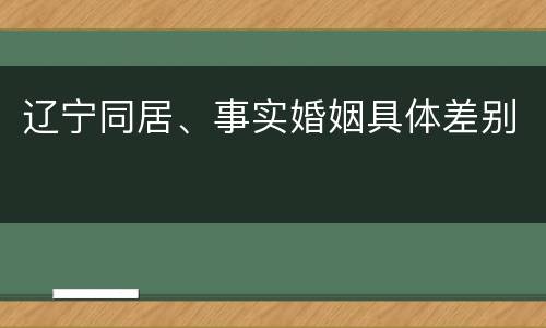 辽宁同居、事实婚姻具体差别