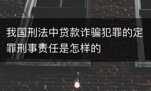 我国刑法中贷款诈骗犯罪的定罪刑事责任是怎样的
