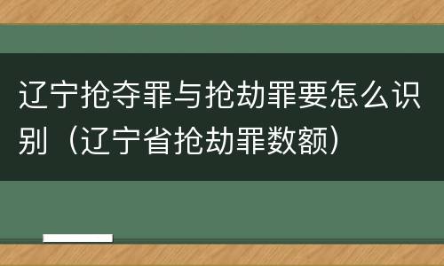 辽宁抢夺罪与抢劫罪要怎么识别（辽宁省抢劫罪数额）