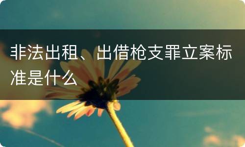 非法出租、出借枪支罪立案标准是什么