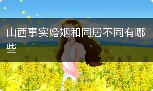 山西事实婚姻和同居不同有哪些