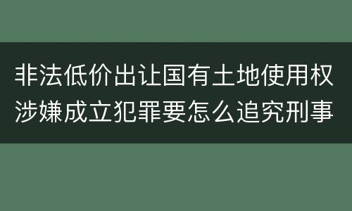 非法低价出让国有土地使用权涉嫌成立犯罪要怎么追究刑事责任
