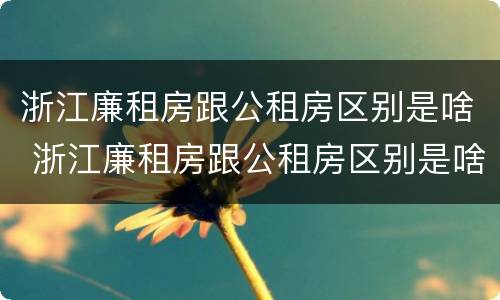 浙江廉租房跟公租房区别是啥 浙江廉租房跟公租房区别是啥啊