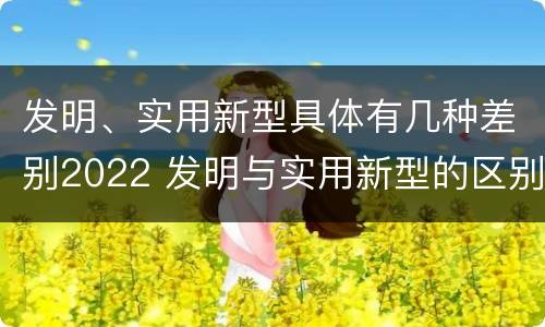 发明、实用新型具体有几种差别2022 发明与实用新型的区别