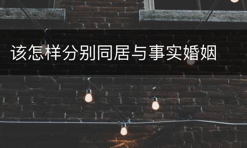 该怎样分别同居与事实婚姻