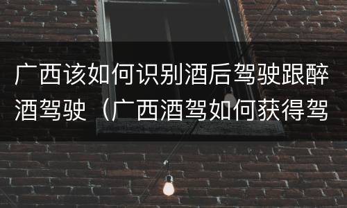 广西该如何识别酒后驾驶跟醉酒驾驶（广西酒驾如何获得驾驶证）
