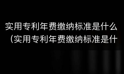 实用专利年费缴纳标准是什么（实用专利年费缴纳标准是什么样的）