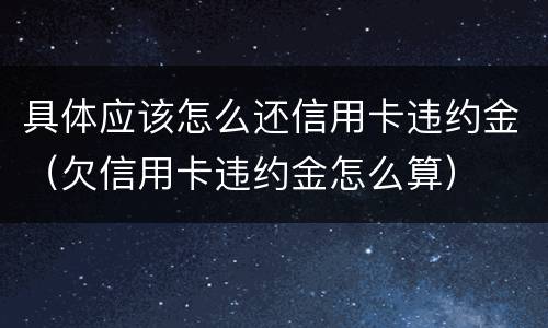 具体应该怎么还信用卡违约金（欠信用卡违约金怎么算）