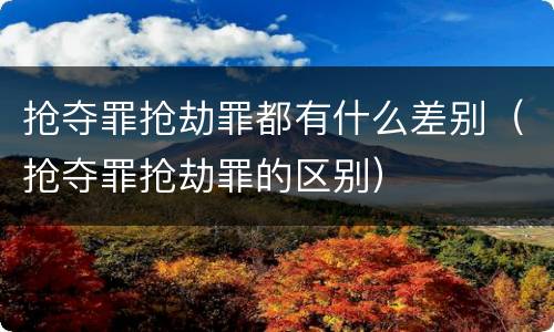抢夺罪抢劫罪都有什么差别（抢夺罪抢劫罪的区别）