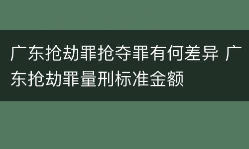广东抢劫罪抢夺罪有何差异 广东抢劫罪量刑标准金额
