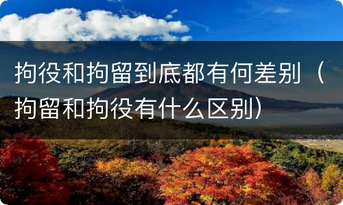 拘役和拘留到底都有何差别（拘留和拘役有什么区别）