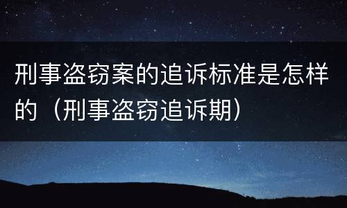 刑事盗窃案的追诉标准是怎样的（刑事盗窃追诉期）