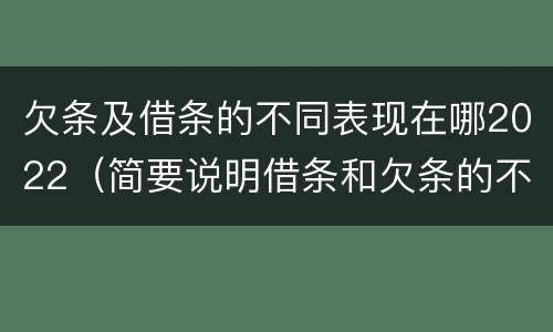 欠条及借条的不同表现在哪2022（简要说明借条和欠条的不同之处）