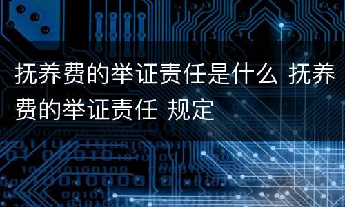 抚养费的举证责任是什么 抚养费的举证责任 规定