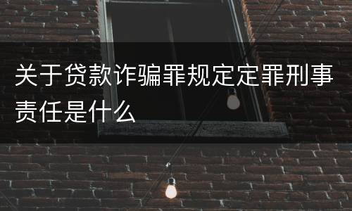 关于贷款诈骗罪规定定罪刑事责任是什么
