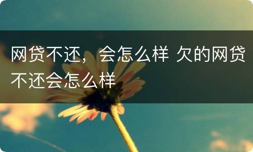 网贷不还，会怎么样 欠的网贷不还会怎么样