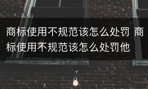 商标使用不规范该怎么处罚 商标使用不规范该怎么处罚他