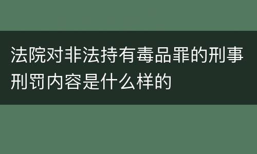 法院对非法持有毒品罪的刑事刑罚内容是什么样的