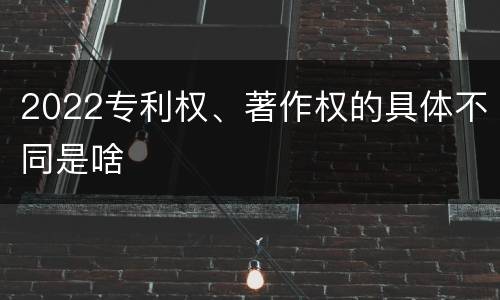 2022专利权、著作权的具体不同是啥