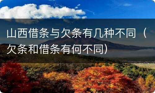 山西借条与欠条有几种不同（欠条和借条有何不同）