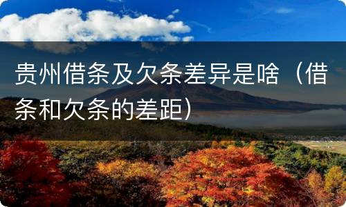 贵州借条及欠条差异是啥（借条和欠条的差距）