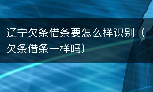 辽宁欠条借条要怎么样识别（欠条借条一样吗）