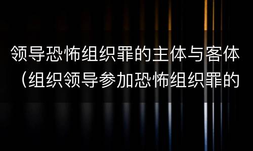 领导恐怖组织罪的主体与客体（组织领导参加恐怖组织罪的主体）