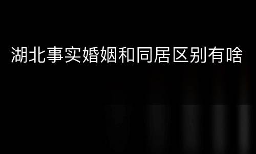 湖北事实婚姻和同居区别有啥