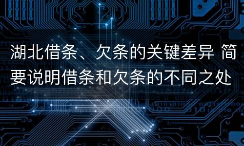 湖北借条、欠条的关键差异 简要说明借条和欠条的不同之处