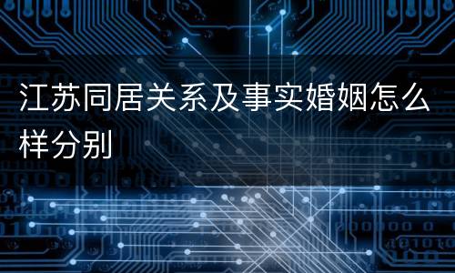 江苏同居关系及事实婚姻怎么样分别