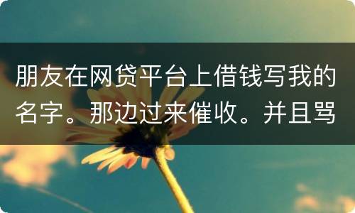 朋友在网贷平台上借钱写我的名字。那边过来催收。并且骂人。我该怎么办
