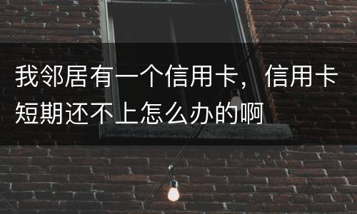 我邻居有一个信用卡，信用卡短期还不上怎么办的啊