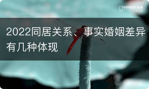 2022同居关系、事实婚姻差异有几种体现