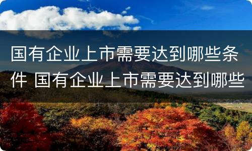 国有企业上市需要达到哪些条件 国有企业上市需要达到哪些条件呢