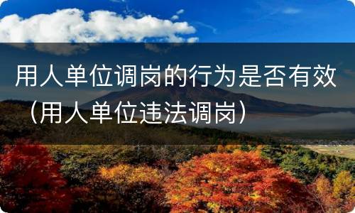 用人单位调岗的行为是否有效（用人单位违法调岗）