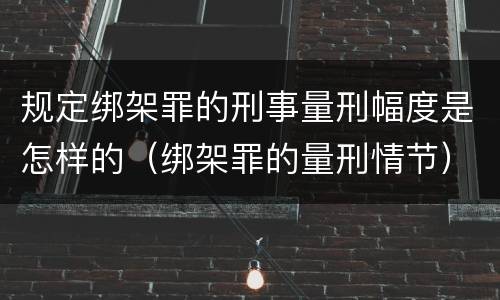 规定绑架罪的刑事量刑幅度是怎样的（绑架罪的量刑情节）