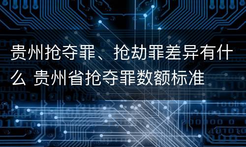 贵州抢夺罪、抢劫罪差异有什么 贵州省抢夺罪数额标准