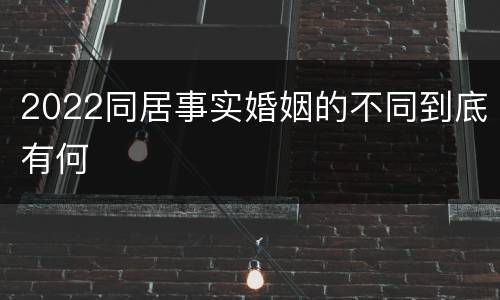 2022同居事实婚姻的不同到底有何