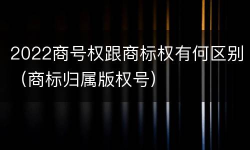 2022商号权跟商标权有何区别（商标归属版权号）