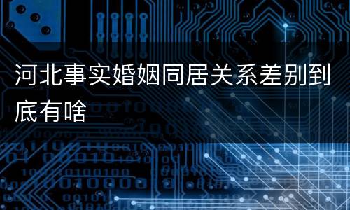 河北事实婚姻同居关系差别到底有啥