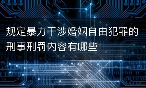 规定暴力干涉婚姻自由犯罪的刑事刑罚内容有哪些
