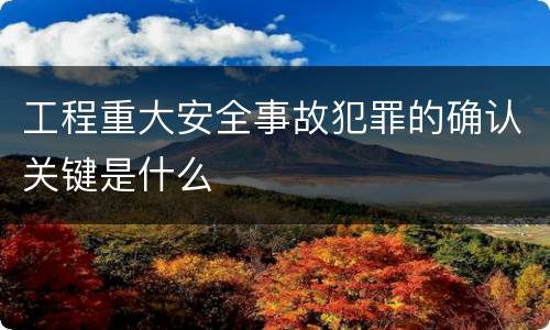 工程重大安全事故犯罪的确认关键是什么